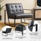 30.5"H Mid-Century Modern Leatherette Button-tufted Accent Arm Chair with Black Metal Frame